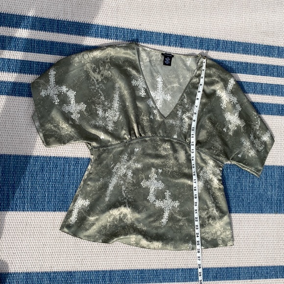 Womens Calvin Klein Funky CROSS Silky Top! ✝️ STUNNING! 🎄Large Must See! - Picture 7 of 14
